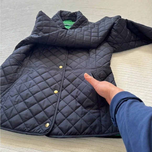Ralph Lauren Quilted Navy Blazer Jacket with Green Lining - Picture 7 of 14